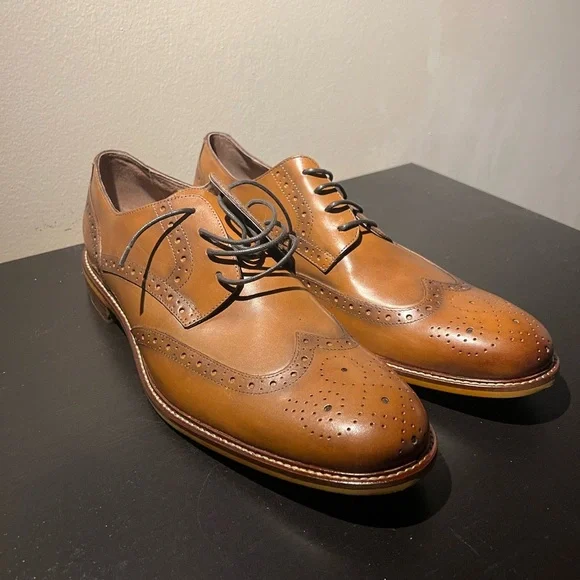 Joseph Abboud Tan Leather Brogue Oxfords - Size 13M/46M - NIB - Picture 6 of 6